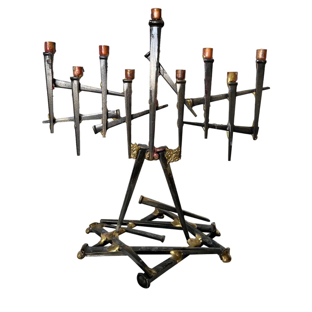 1950s Mid-Century Modern Brutalist Menorah